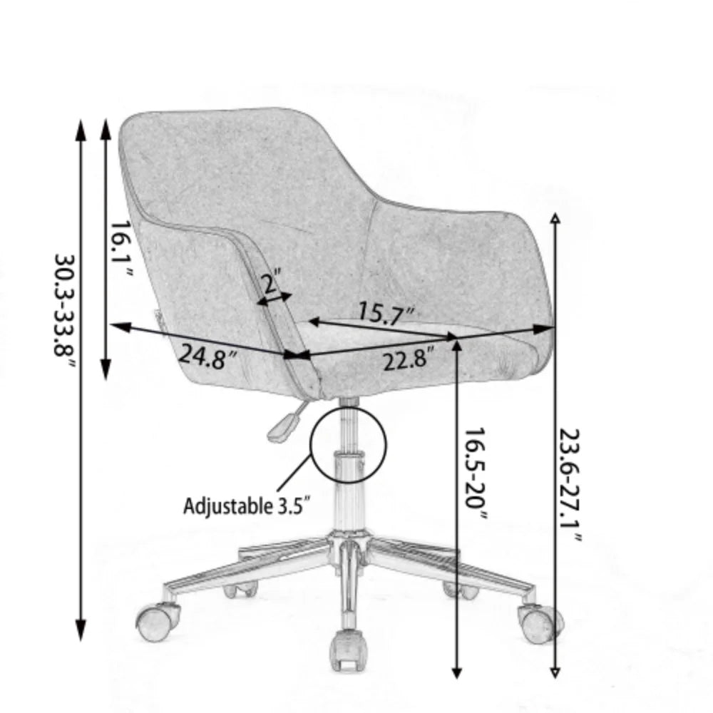 Orange Velvet Adjustable Height Office Chair with Gold Metal Legs and Wheels G10499