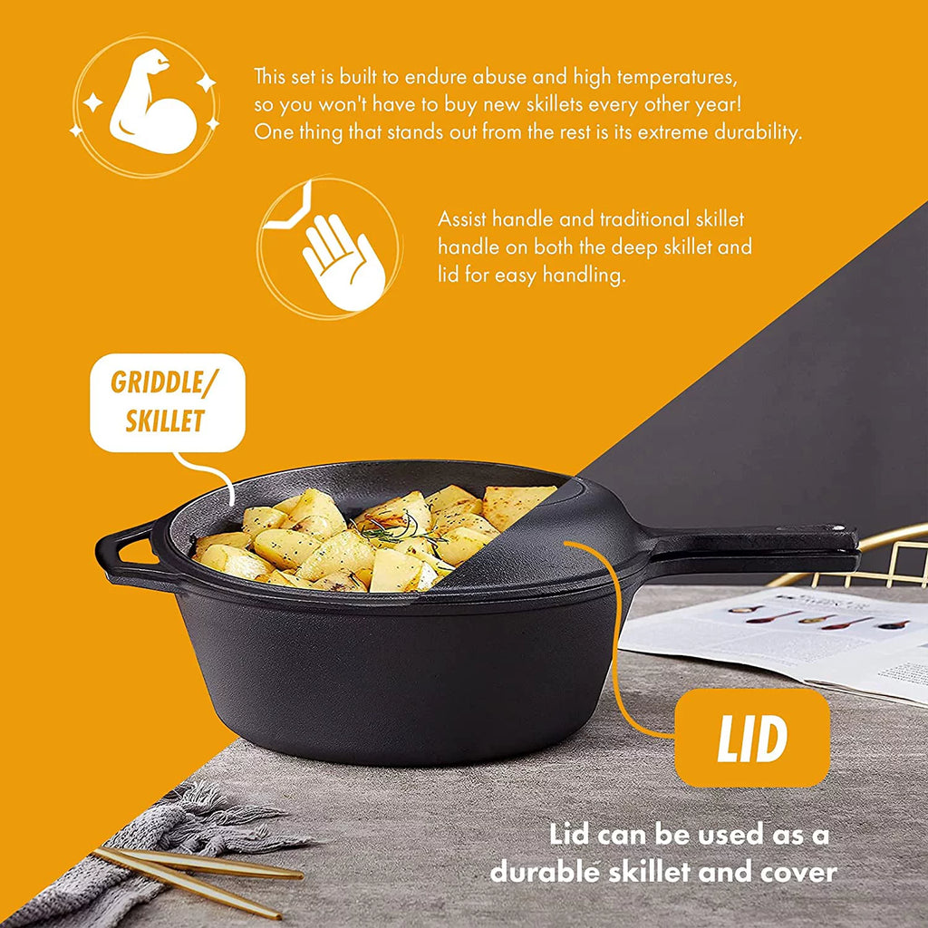 Pre-Seasoned 2-In-1 Cast Iron Skillet M75486