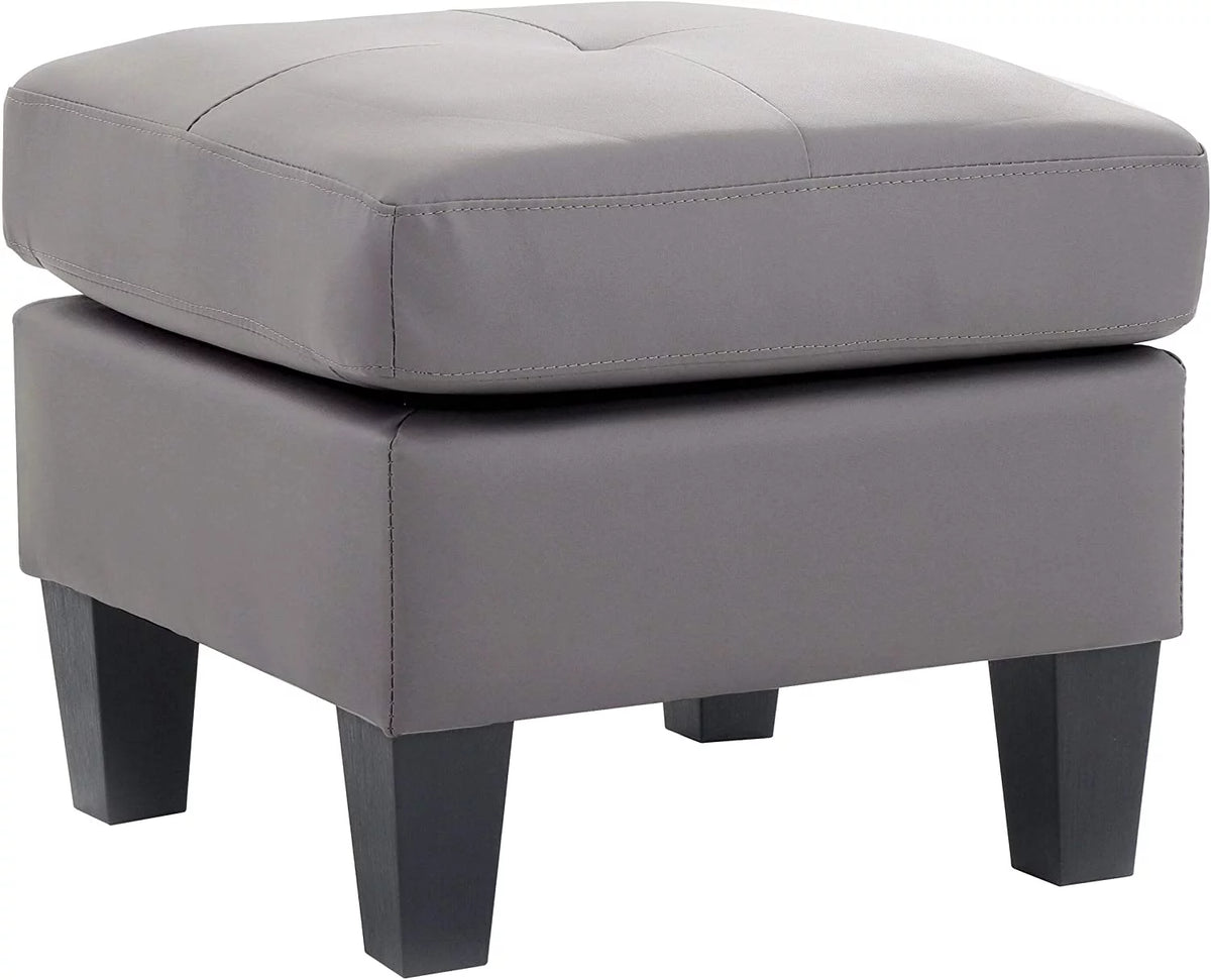 Small Faux Leather Square Ottoman White Q7899