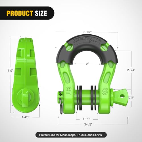 2 Pack 3/4" D-Ring Shackle 4.75 Ton Heavy Duty Off Road Recovery Shackle with Isolators & Washer Kit Red X8245