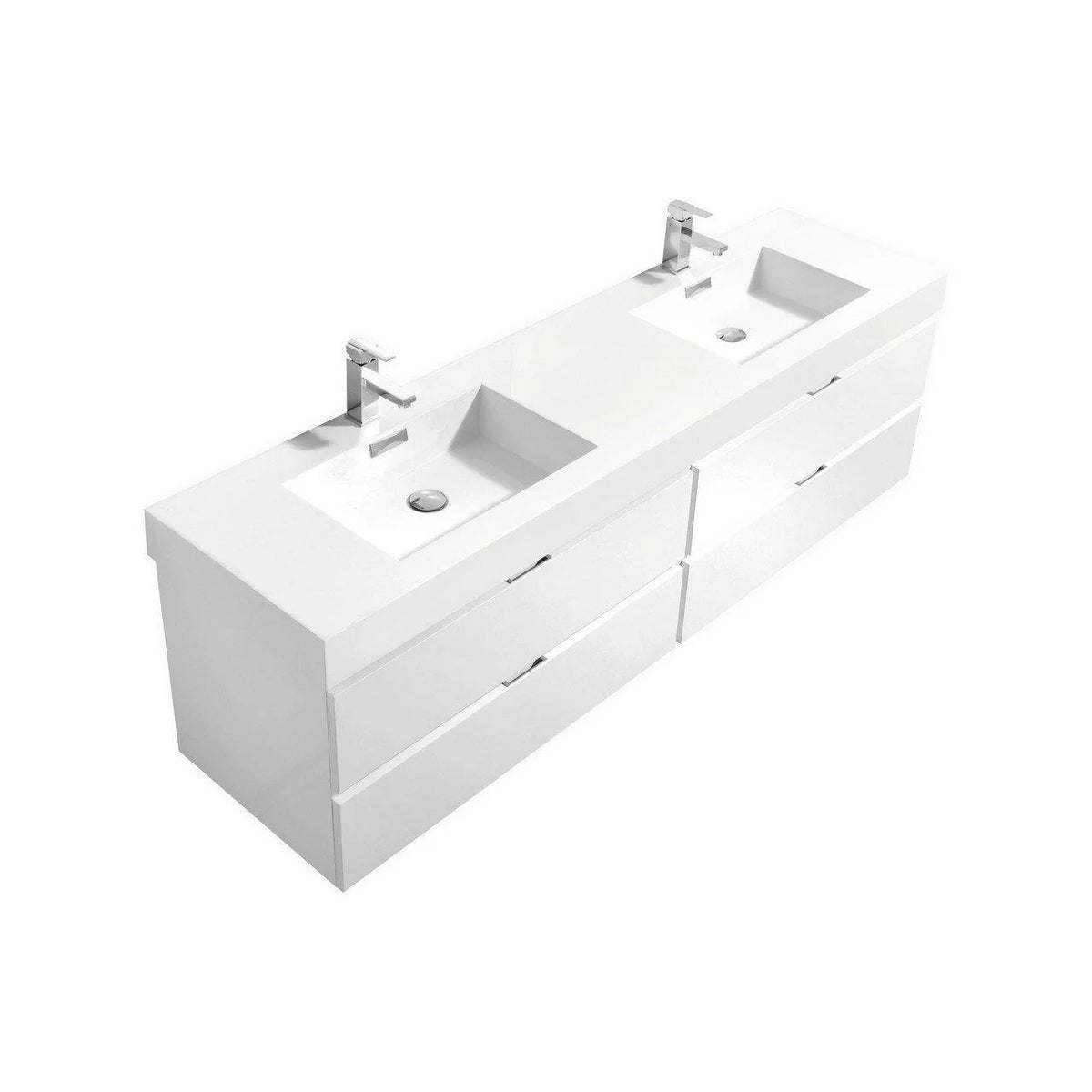 72 in. Double Sink Wall Mount High Gloss White Bathroom Vanity Y946