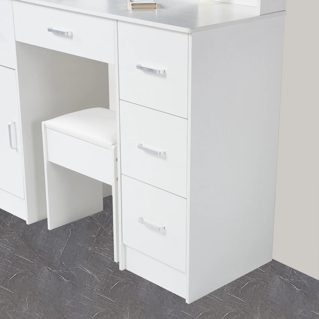 White Vanity Set with Mirror and Lights W786