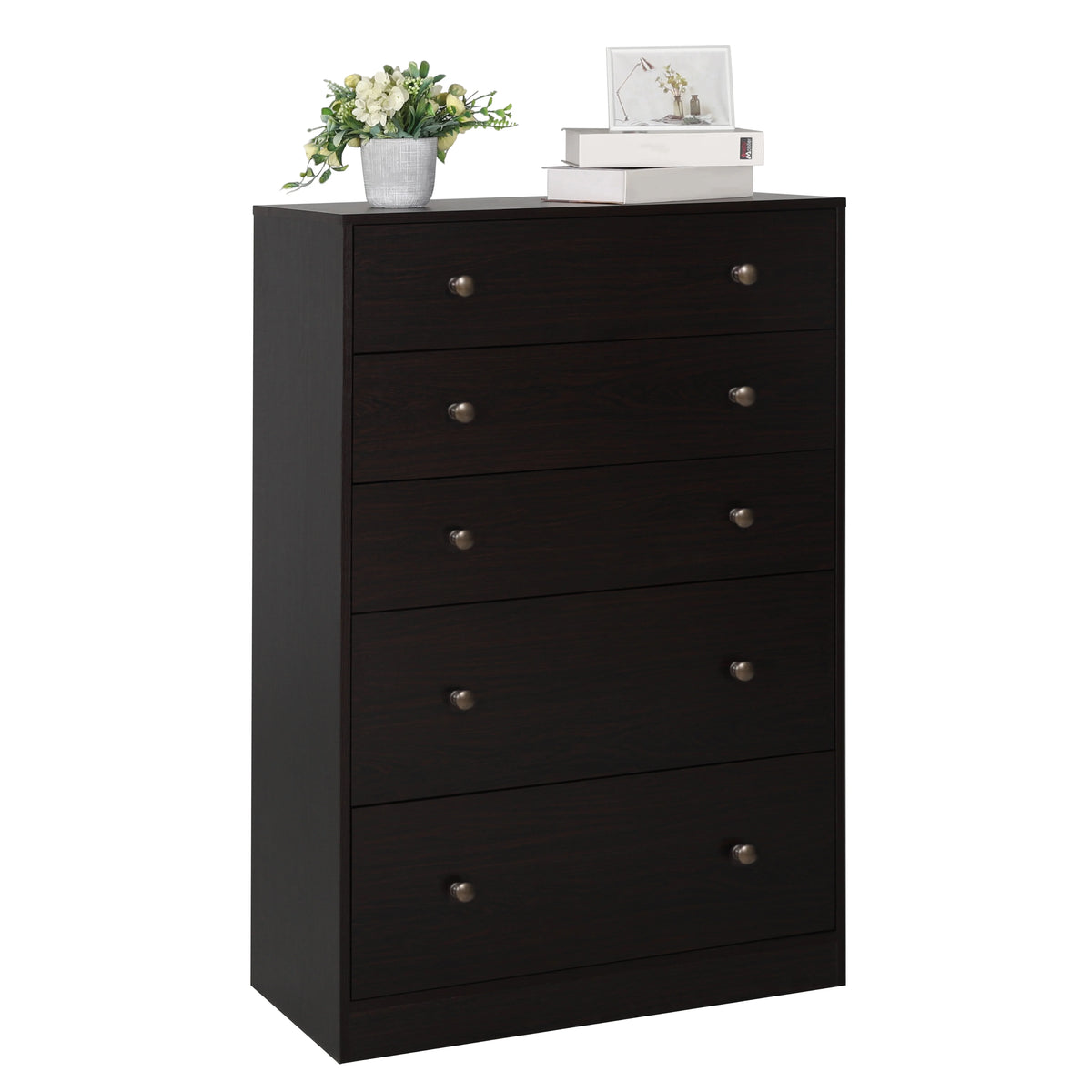 Oversized Black 5-Drawer Wood Dresser P820134