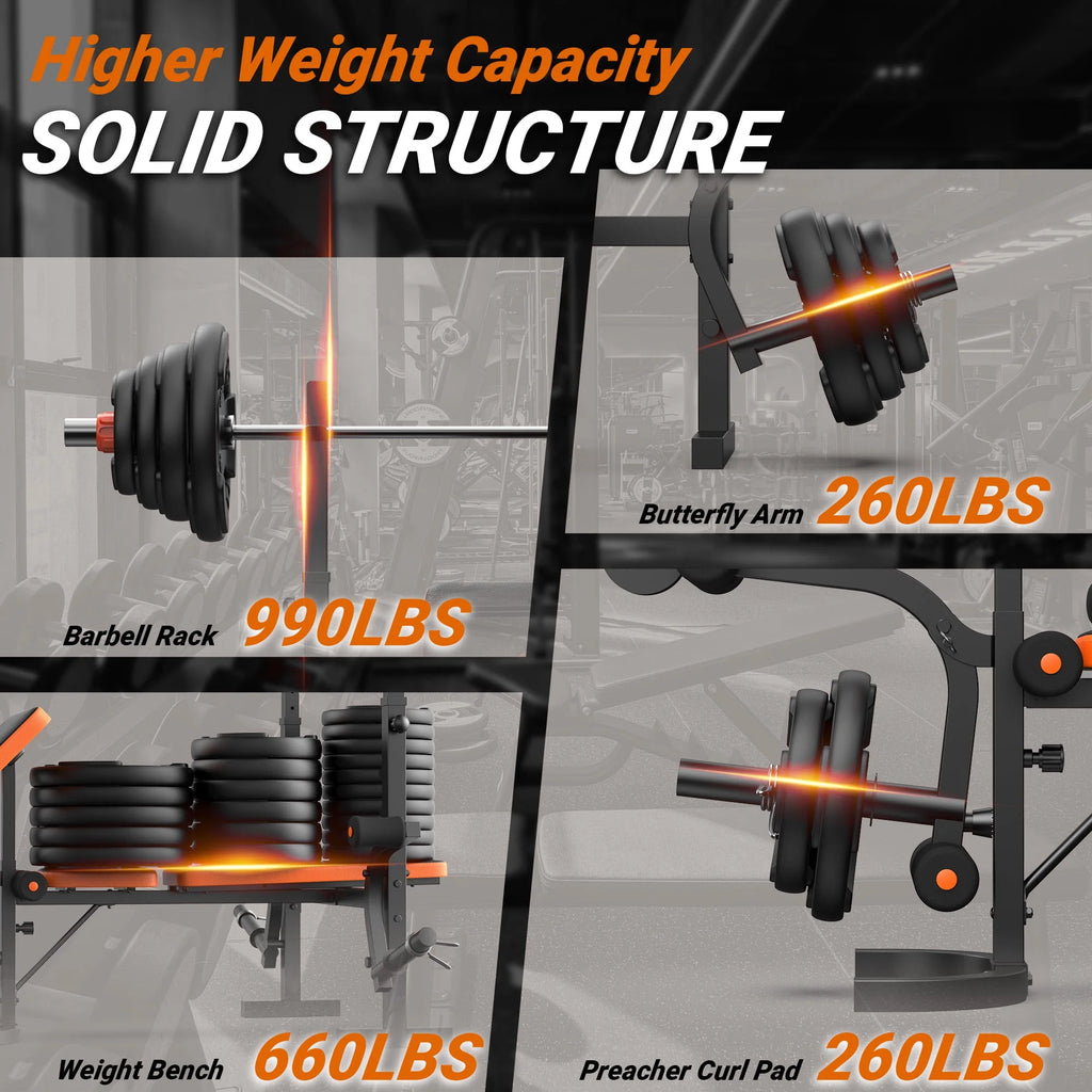 6 Positions Adjustable Foldable Weight Bench 800 Lbs F2619