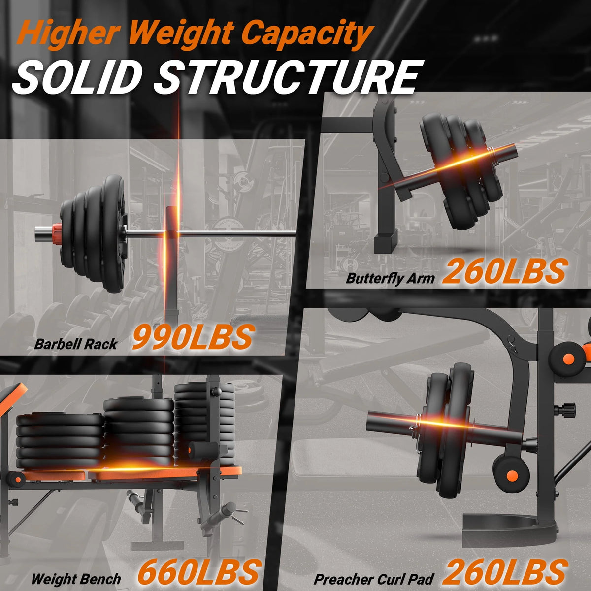 6 Positions Adjustable Foldable Weight Bench 800 Lbs F2619