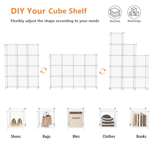 White 12 Cube Plastic Storage Organizer M27354