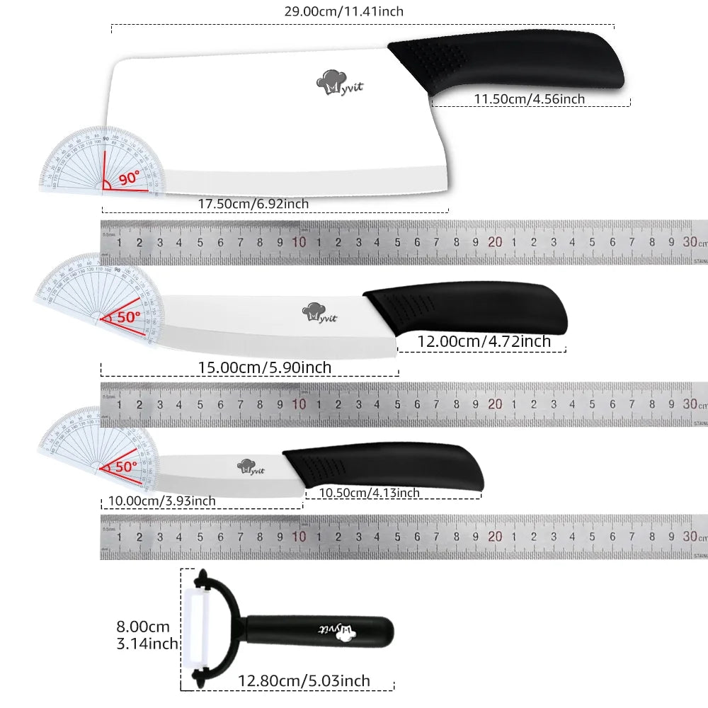 7 Inch Ceramic Knife Set with Blade Covers and Peeler R82882