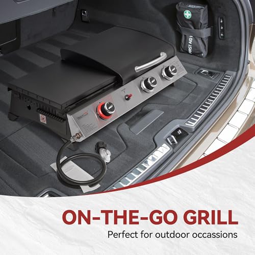 3-Burner Portable Propane Gas Griddle with Side Burner G4032