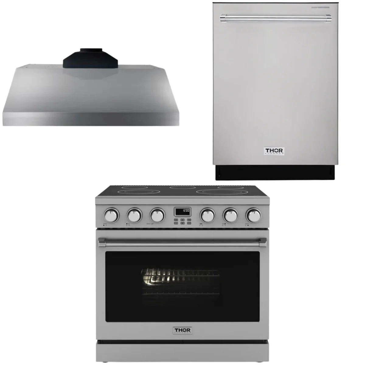 36 Electric Range, Range Hood and Dishwasher H474