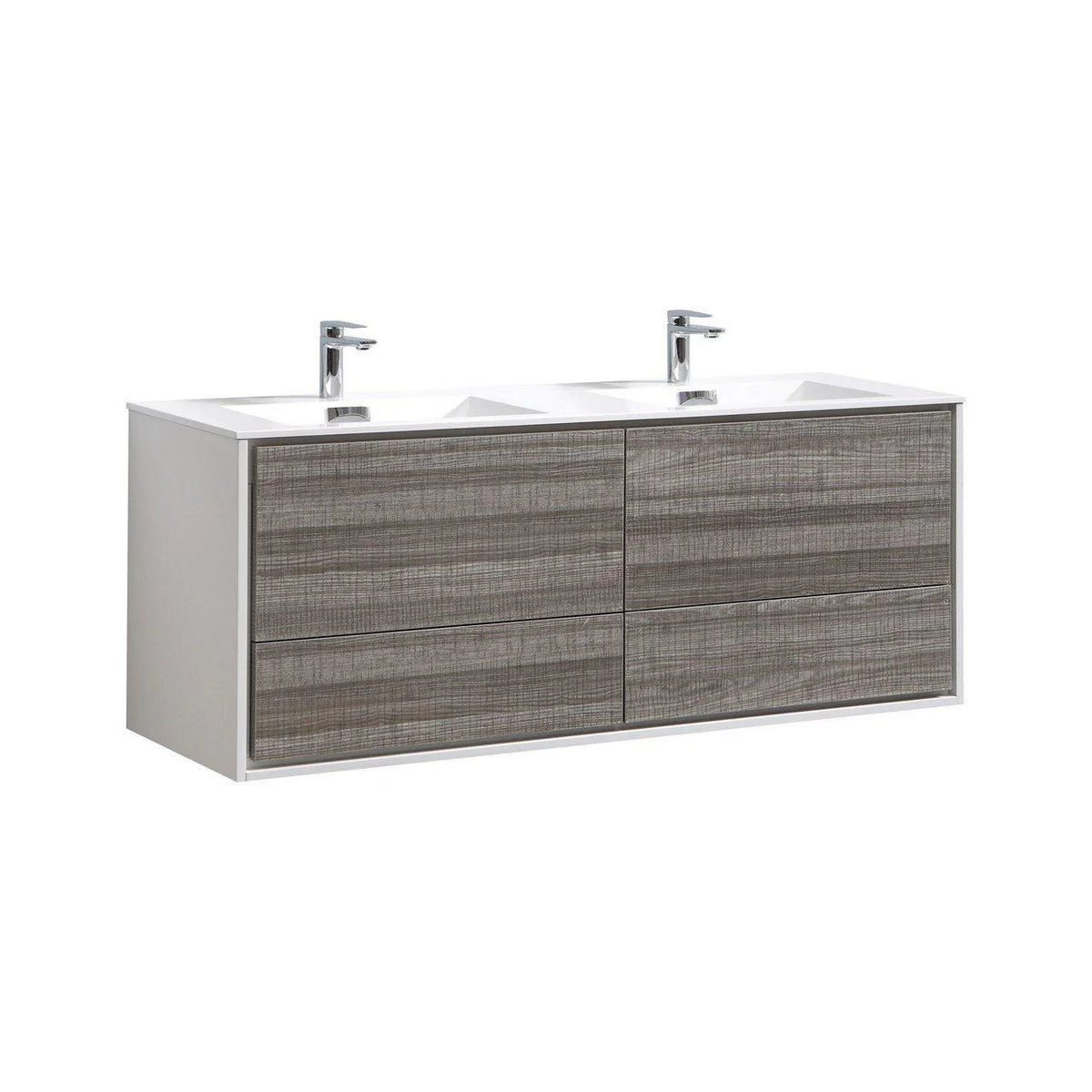 60 in. Double Sink Wall Mount Ash Gray Bathroom Vanity C287132