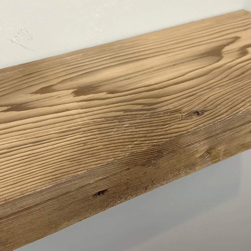 Reclaimed Wood Mantel Shelf with Steel Angle Brackets X39957