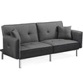 Black Fabric Covered Futon Sofa Bed with Adjustable Backrest A29578