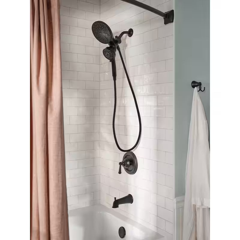 Single Handle 6-Spray Tub and Shower Faucet with Rainshower Combo in Matte Black V33534