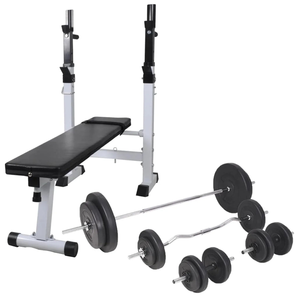 Workout Bench with Weight Rack, Barbell and Dumbbell Set 264.6 lb W49259
