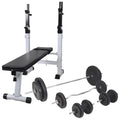 Workout Bench with Weight Rack, Barbell and Dumbbell Set 264.6 lb W49259