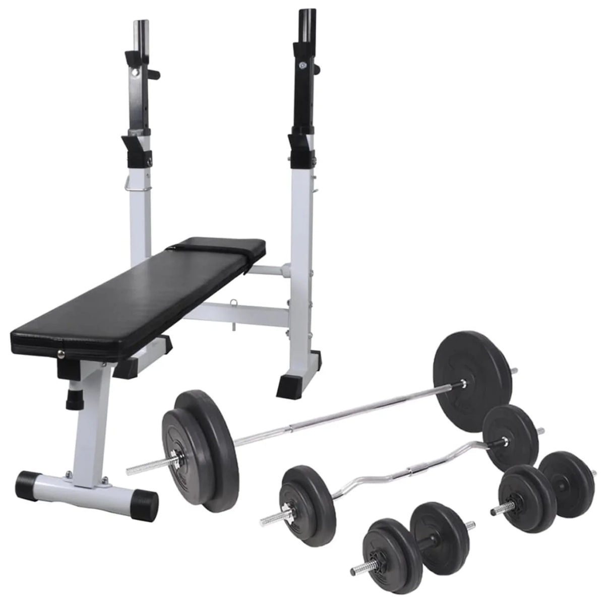 Workout Bench with Weight Rack, Barbell and Dumbbell Set 264.6 lb W49259