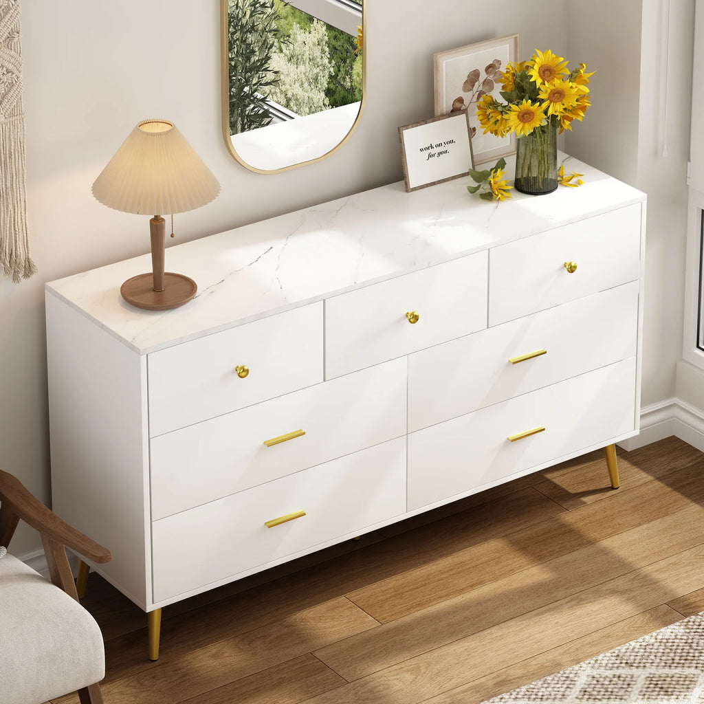 White 6 Drawer Wood Dresser H228220
